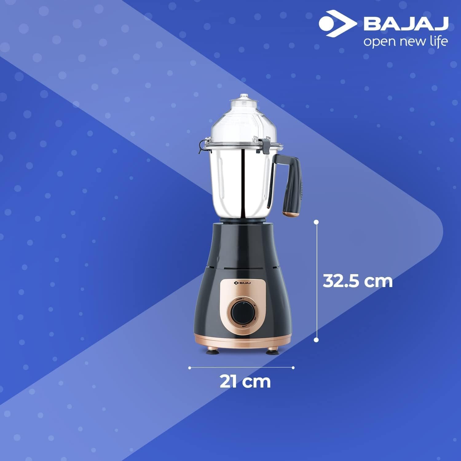 Mixeur-broyeur/extracteur de jus indien GX-3701 750 W avec fonction Nutri-Pro, 3 bocaux, noir