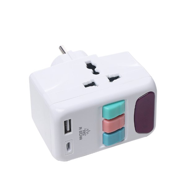 R SCAR RS-G140U - 3-Outlet Wall Power Strip with 1 USB and Type-C Charging Port