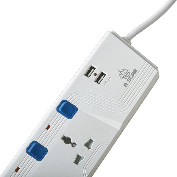 R SCARS-714USB - 4-outlet power strip (3 m) with 2 USB charging ports
