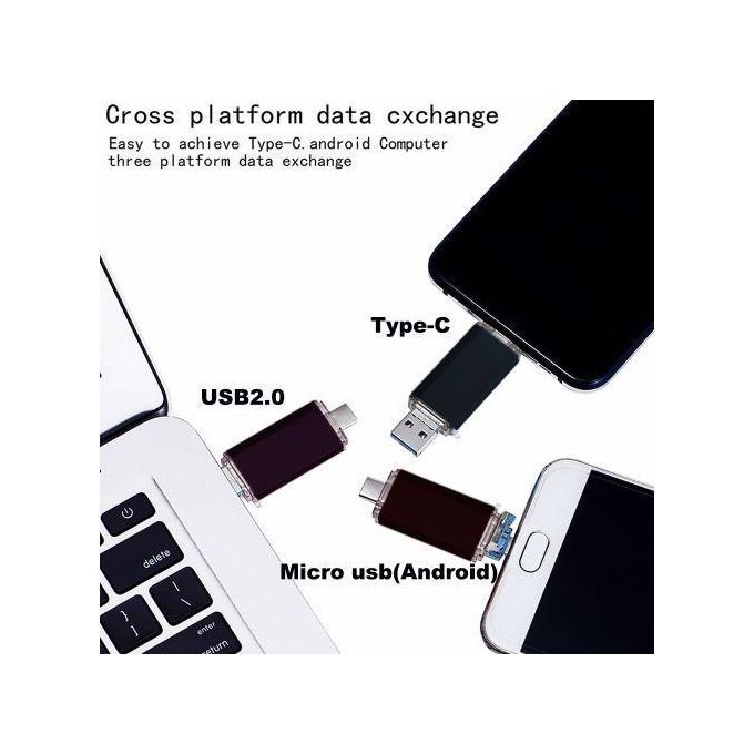 GUEETON USB Key - OTG 128 GB Micro USB Type C 3 in 1